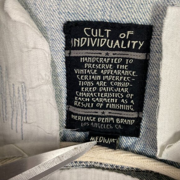 Cult of Individuality Denim Jean Jacket Men's Medium Blue Cotton - Picture 9 of 16